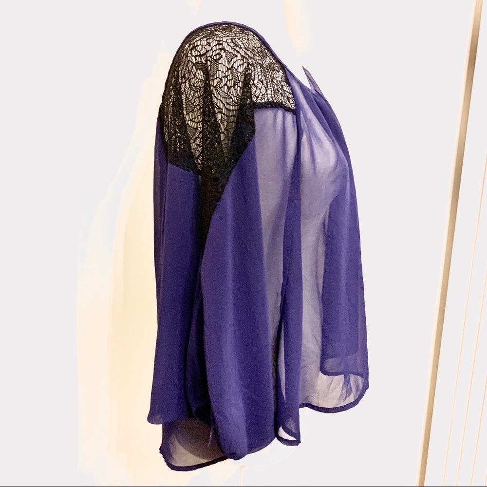 Lush sheer purple top with 3/4 dolman sleeves - Picture 3 of 6